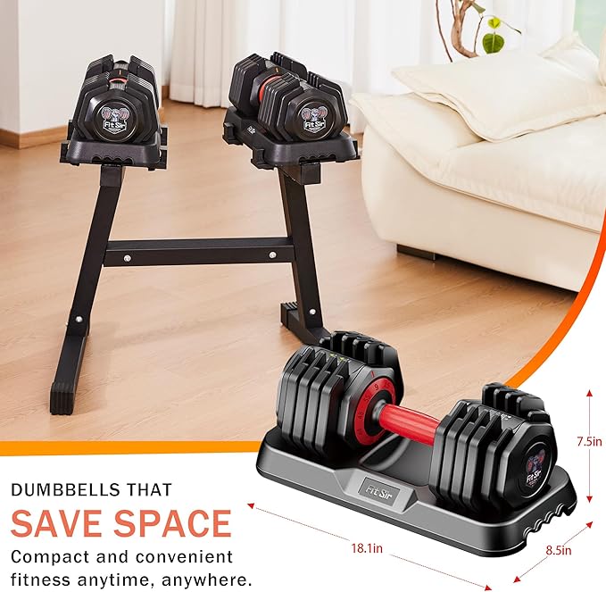 Adjustable Dumbbell Set 25/55/90LBS,10 in 1 Free Weights Dumbbell with Anti-Slip Texture Handle,1 Sec Speed Adjustment Men/Women Gym and Home Strength Training Equipment.-StrideForce Fitness