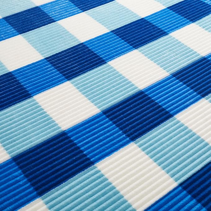 PU MEI Sherpa Blanket Twin Plaid Thick Bed Blanket, 90”*80” Super Soft Flannel Fuzzy Fleece Reversible Velvet Plush Warm Blanket for Couch(Blue Check, 80"*90")-StrideForce Fitness