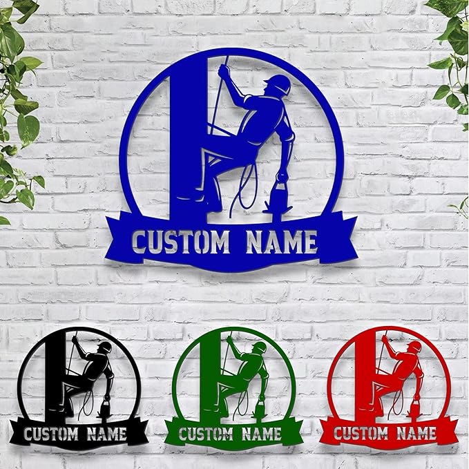 Personalized Electrician Metal Sign with LED Lights, Custom Electrician Metal Wall Art, Gift For Electrican, Wall Art Hanging Home Decor Birthday Xmas Gift-StrideForce Fitness