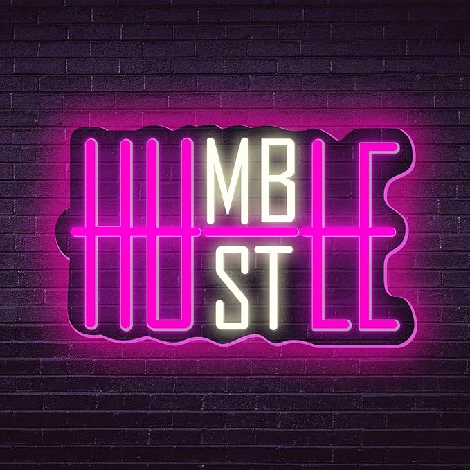 LED Neon Sign HUSTLE Neon Light Christmas Wedding Party Decoration Wall Neon Lamp USB Powered Children Bedroom Night Light Gift (HUSTLE)-StrideForce Fitness