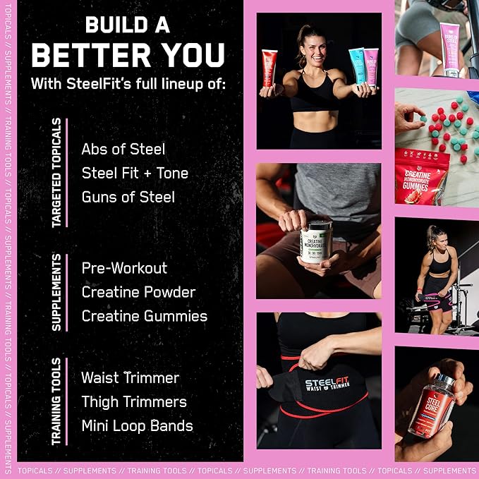 SteelFit Maximum Toning Cellulite Cream, Buns of Steel - Skin Firming & Tightening Body Lotion with Caffeine for Stretch Marks - Anti-Cellulite Remover Treatment for Booty, Thighs, Legs & Glutes-StrideForce Fitness