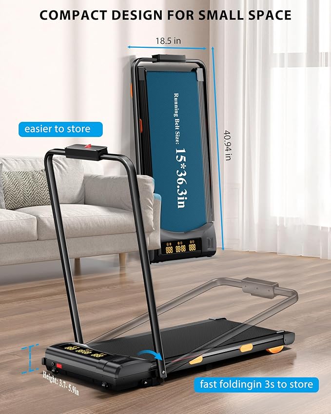 340lb Capacity Walking Pad Treadmill with 12% Incline, Big LED Display Under Desk Treadmill Support Full Manual/3-Preset Countdown/App Mode, Portable Treadmills for Small Spaces-StrideForce Fitness