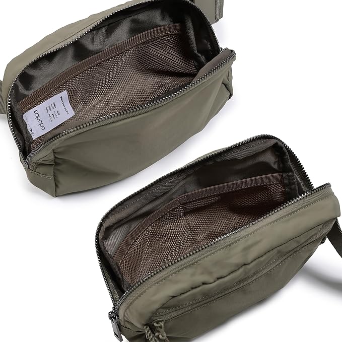 ODODOS Unisex Mini Belt Bag with Adjustable Strap Small Fanny Pack for Workout Running Traveling Hiking, Dark Umber-StrideForce Fitness