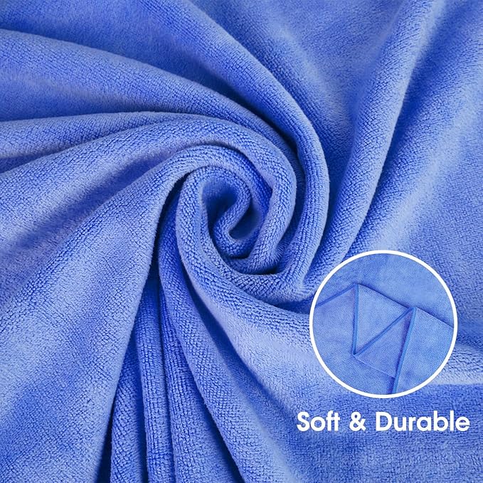 JML Microfiber Bath Towels Set, Large, Absorbent, Soft, Fast Drying, Multipurpose Microfiber Towel for Adult, Beach, Pool, Sport, Yoga, 6 Pack, 27" x 55" - Blue-StrideForce Fitness