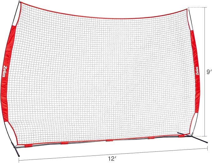 ZELUS Collapsible Barricade Backstop Net 12x9 ft, Net for Lacrosse, Baseball, Basketball, Soccer, Field Hockey and Softball Practice Barrier, Portable Hitting Net for Backyard, Park, with Carry Bag-StrideForce Fitness