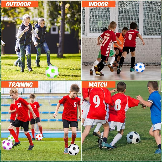 Sotiff 24 Pcs Size 5/4 Soccer Ball Bulk with 24 Pump Deflated Soccer Balls for Kids Teen Football Bulk for Game Training School Team Sports Adults Player Practice Outdoor-StrideForce Fitness