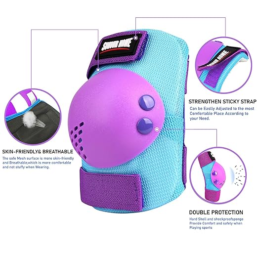 Youth/Kids Knee Pads Elbow Pads Wrist Guards Protective Gear Set for 3-15 Years Child Roller Skates, Skateboard, Cycling, Inline Skating, BMX Bike, Balance Bike, Scooter Riding and Other Outdoor Sports-StrideForce Fitness