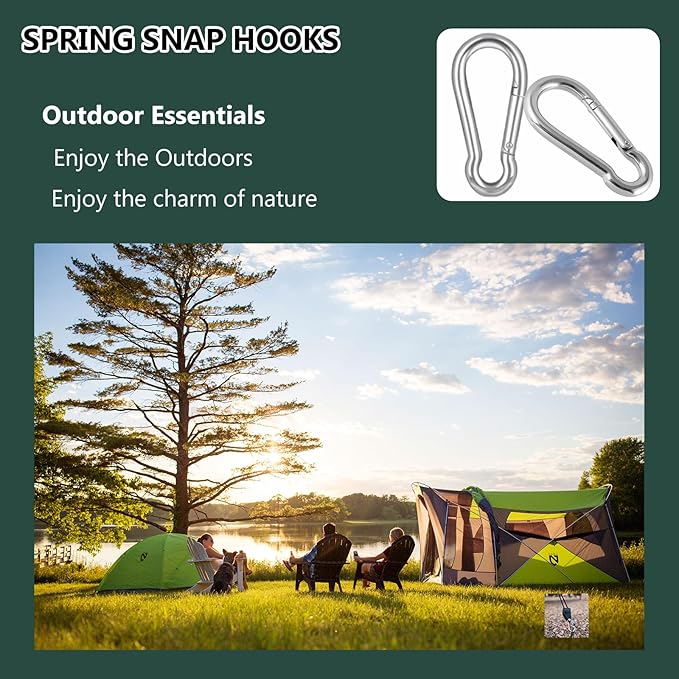M6 Spring Snap Hook Carabiners, Carabiner Clip, Heavy Duty Galvanized Steel Spring Clip, Quick Link Key Chain for Swing Hammock Gym Outdoor, Holding Capacity-StrideForce Fitness