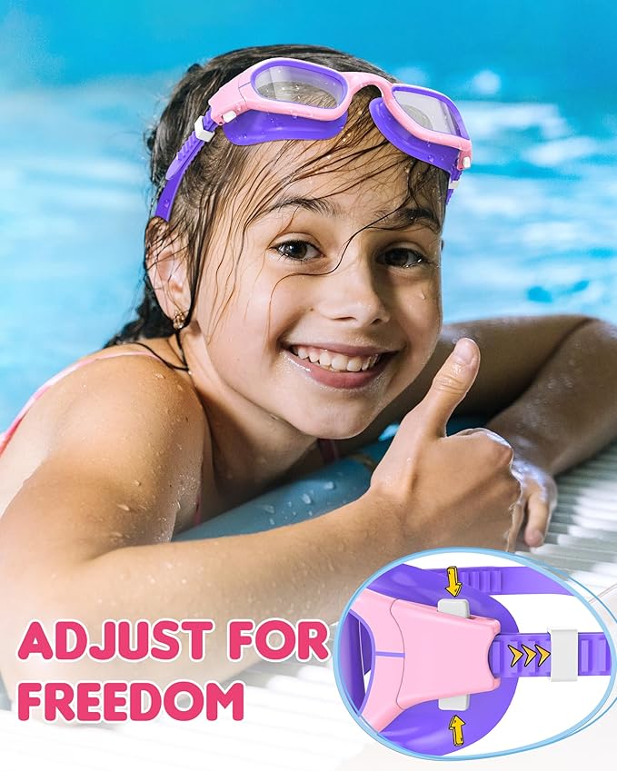 Kids Swim Goggles,Swimming Goggles for Kids 6-14, Anti-Fog UV Protection Pool Glasses for Boys Girls-StrideForce Fitness