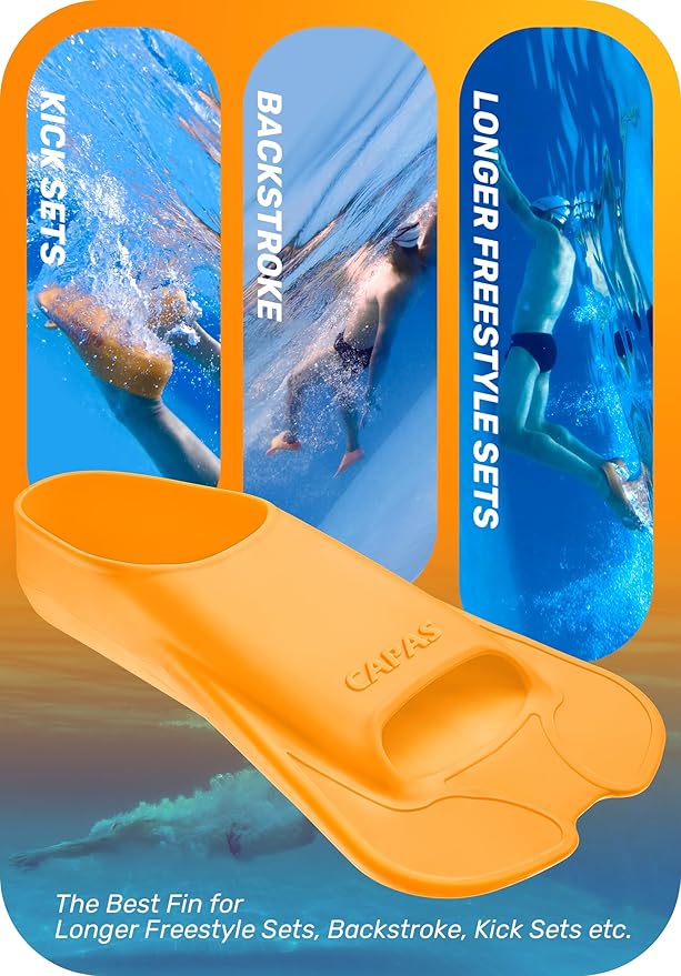 CAPAS Swim Training Fins Comfortable Silicone Lap Swimming Short Blade Floating Flippers with Mesh Bag for Adult Men Women Build Leg Strength-StrideForce Fitness