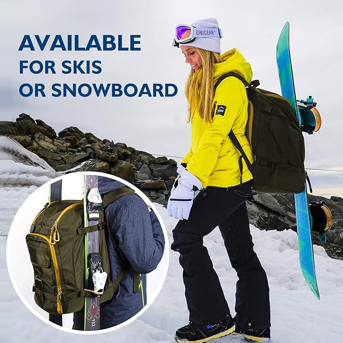 Unigear Ski Boot Backpack, 50L Travel Pack for Helmet, Goggles, Gloves, Skis, Snowboard & Accessories (Olive Green)-StrideForce Fitness