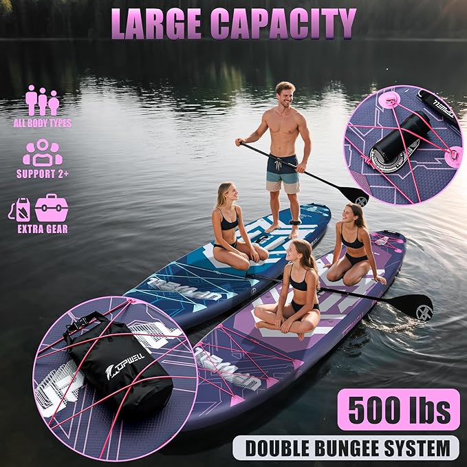 UPWELL 11'6"×35" Extra Wide Inflatable Paddle Board, Stand Up Paddle Board for Youth & Adults, Stable Design, Premium SUP Accessories, 120L Backpack, 10L Dry Bag, Paddle, Leash, Hand Pump, US Fins-StrideForce Fitness