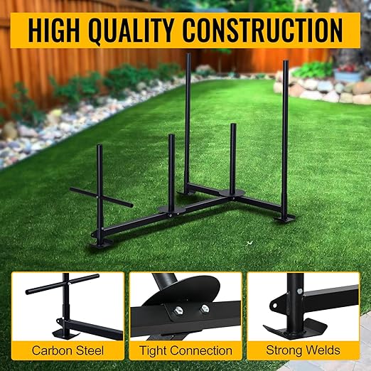 Weighted Training Pull Sled Fit for 1-2 Inch Plates, Sled Workout Equipment, Sport Power Sled for Athletic Exercise and Speed Improvement,300LB-StrideForce Fitness