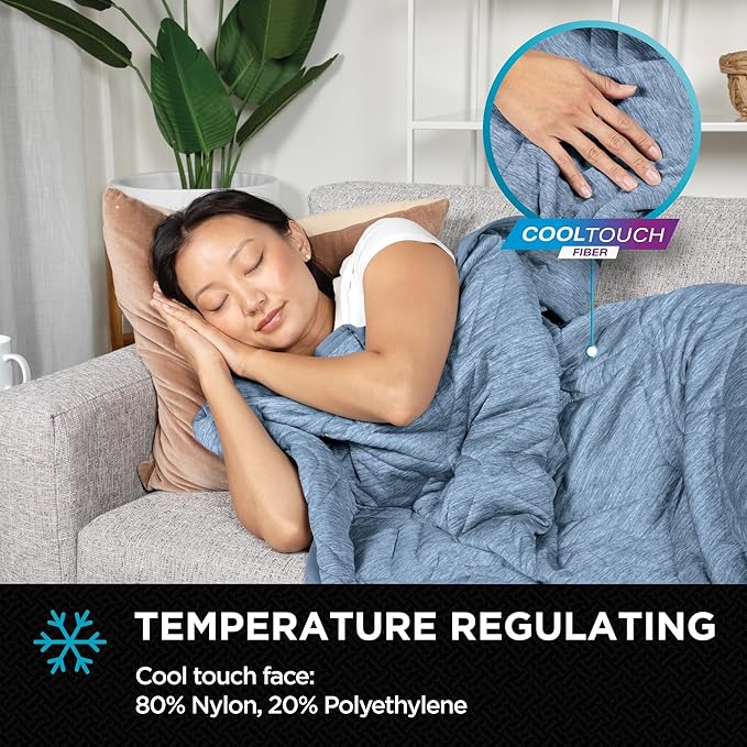 Brookstone Cooling Comfort Throw - Innovative Cooling Dual-Sided Throw - Oversized Cool Blanket for Hot Sleepers - Cooling Blankets for Sleeping - Nylon and Polyethylene Cooling Blanket - Faded Denim-StrideForce Fitness