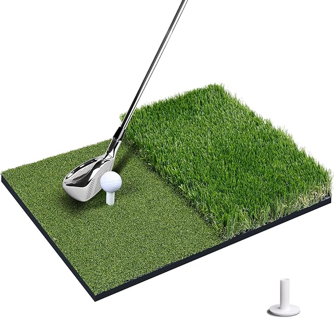 SIOTMERA 23x16IN & 5x4FT Golf Mat, Dual-Turf Golf Hitting Mat with High-Elasticity EVA Anti-Slip Bottom, Anti-Deformation,Reinforced Glue, Ideal for Swing,Chipping Practice,Indoor/Outdoor-StrideForce Fitness