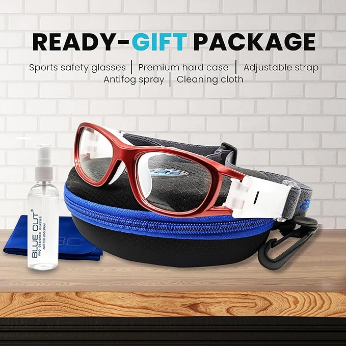 BLUE CUT Safety Basketball Goggles For Kids for Outdoor Sports Activities Anti Fog Replaceable to Prescription Lenses-StrideForce Fitness