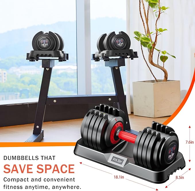 Adjustable Dumbbell Set 25/55/90LBS,10 in 1 Free Weights Dumbbell with Anti-Slip Texture Handle,1 Sec Speed Adjustment Men/Women Gym and Home Strength Training Equipment.-StrideForce Fitness