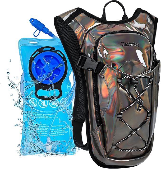 Reflective Hydration Backpack, Hydration Pack - Water Backpack with 2L/3L Hydration Bladder, Essential for Festivals - Rave Hydration Pack for Hiking, Running, Cycling, and Festivals-StrideForce Fitness