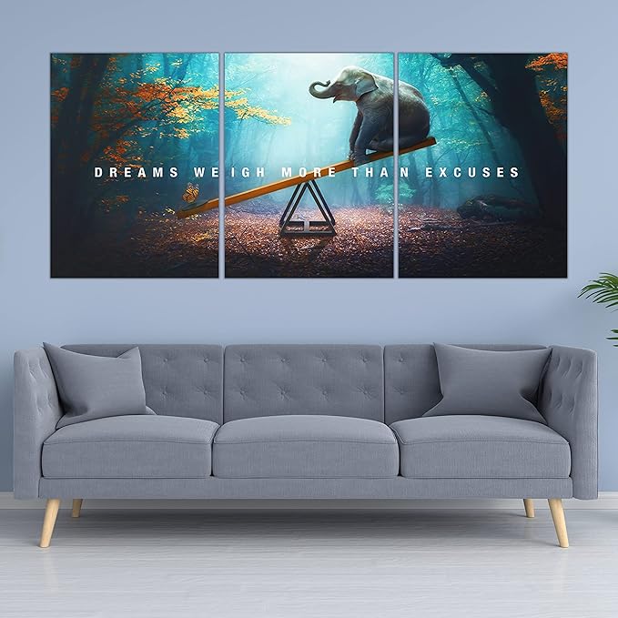 Yetaryy Motivational Poster Inspirational Wall Art 3 Pieces Canvas Painting Lion Artwork for Living Room Office Modern Home Decor Prints Pictures Wall Decor Framed Ready to Hang [60''Wx 28''H]-StrideForce Fitness