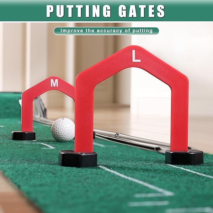 CHAMPKEY Golf Putting Green Indoor - Advanced Guides Golf Putting Mat - Enhance Putting Accuracy and Challenge-StrideForce Fitness