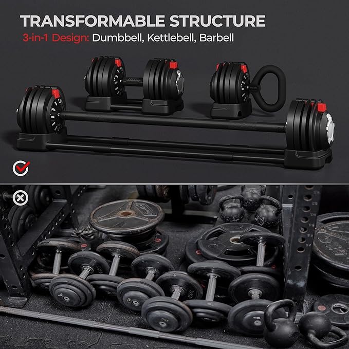 Yaheetech Adjustable Dumbbell Set Free Weight Dumbbells 40lbs/52.5lbs/90lbs Fast Adjust Dumbbells Dumbbell Weight Set, with Tray for Men/Women Strength Training Equipment-StrideForce Fitness
