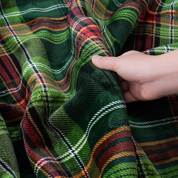 PU MEI Sherpa Fleece Throw Blanket 60" x 80" Reversible Plush Fluffy Large Big Blanket Lattice Flannel Blankets for All Season Use, Chrismas Green-StrideForce Fitness