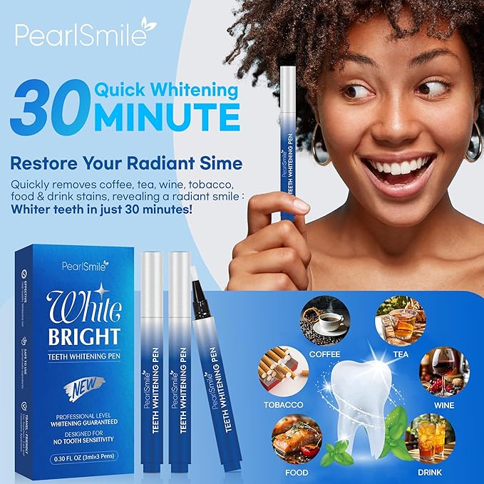 Teeth Whitening Gel – Set of 3 – Gentle, Pain-Free Formula for Sensitive Teeth – Easy, Mess-Free Application – Travel-Friendly & Enamel-Safe for a Brighter Smile