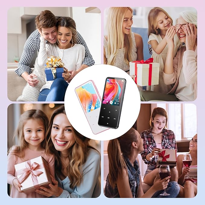 AGPTEK 64GB MP3 Player with Bluetooth, M3 2.4 inch Music Player with Speaker and FM Radio, Touch Buttons, Supports Up to 128GB, Pink-StrideForce Fitness