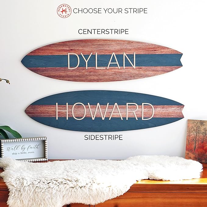 Personalized Wooden Surfboard Wall Decor – Custom Name Surfboard Sign for Nursery, Playroom, or Coastal Room – Decorative Surf Board Wall Art-2 Sizes, 12 Colors-StrideForce Fitness