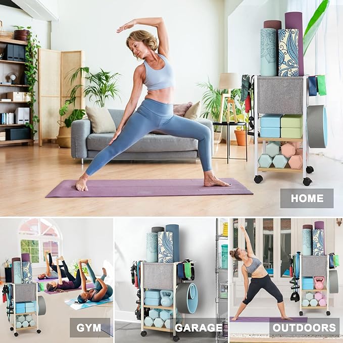 Weight Rack Dumbbell Rack Garage Storage Organization Garage Shelving Yoga Mat Storage Rack Home Gym Equipment Workout Equipment Storage Organizer Yoga Mat Holder Gym Essentials Women Men Fitness-StrideForce Fitness
