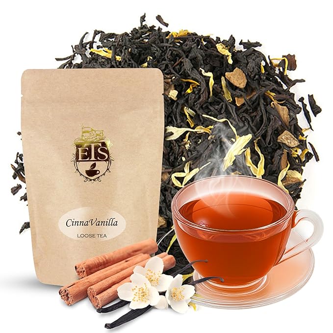 English Tea Store Cinna-Vanilla Flavored Black Tea | Loose Leaf Tea Pouches - 4oz Pouch | Warm Cinnamon and Creamy Vanilla Blend | Ceylon Tea Base | Cozy and Aromatic Cup | Serve Hot or Iced-StrideForce Fitness