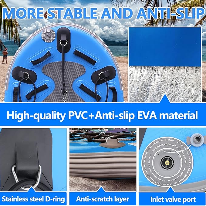 SAYOK Large Inflatable Sled Water Floating Mat Jet Ski Sled Board for Professional Emergency Rescue, Big Wave Surfing-StrideForce Fitness