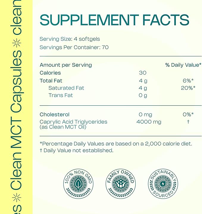 LevelUp Clean MCT Oil Capsules - 100% Caprylic C8 for Energy, Focus, Weight Management, Gut Health, Brain Superfuel - Keto Supplement for Ketogenic Diet and Ketones - Non-GMO (280 Count)-StrideForce Fitness