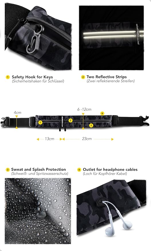 Fitgriff® Running Belt for Men & Women - Secure Jogging Pouch for Phone, Keys & Essentials - For All Cell Phones-StrideForce Fitness