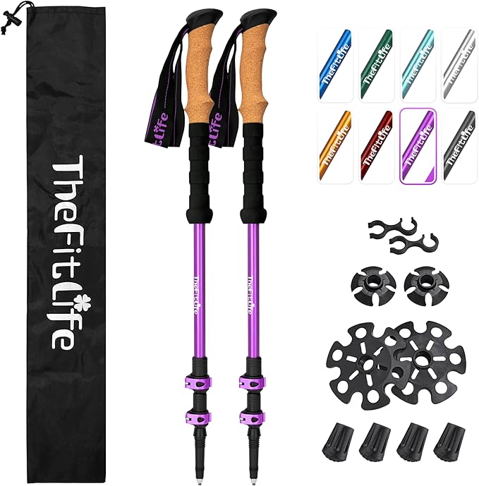 TheFitLife Trekking Poles - Lightweight 7075 Aluminum Hiking Sticks with Cork Grips, Adjustable Telescopic Design, Metal Flip Lock for Men & Women - Perfect for Hiking, Walking, Camping & Backpacking-StrideForce Fitness