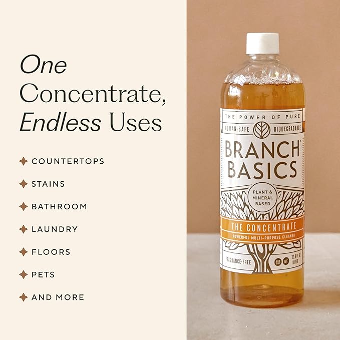 Branch Basics Ultimate Starter Kit: Natural All Purpose Cleaner, Glass, Bathroom, Foaming Hand Wash (4 Plastic Bottles + Concentrate + Oxygen Boost), Laundry Detergent, Plastic-Free Dishwasher Tablets
