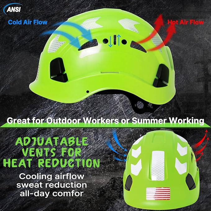 AOLAMEGS Construction Safety Hard Hat - ANSI Z89.1 Type Ι OSHA Approved Safety Helmets with Chin Straps Lightweight Reflective Vented ABS Hard Hats For Men Women Industrial Workwear 6-point Suspension-StrideForce Fitness
