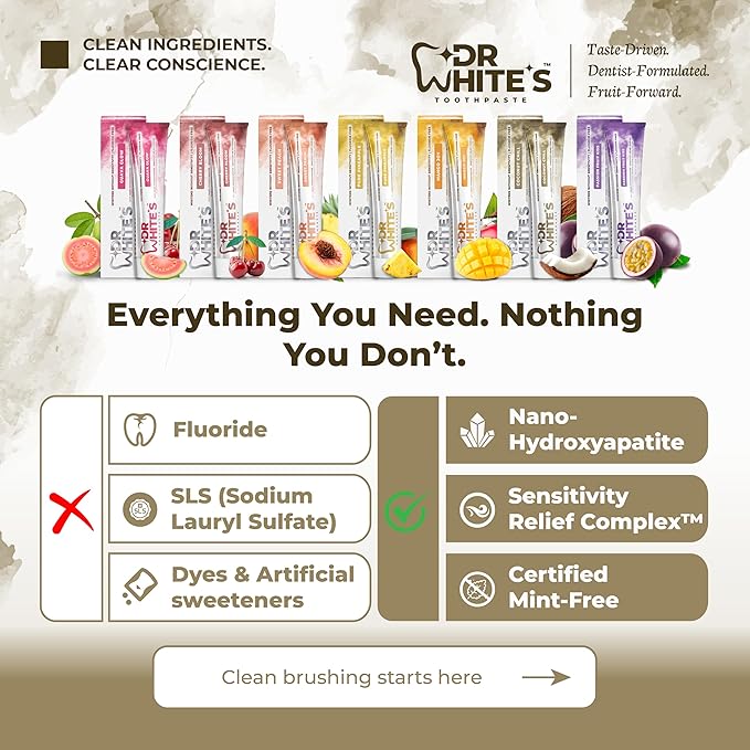 Dr. White’s Fluoride-Free Toothpaste for Adults & Kids – Dentist-Formulated, Swallow-Safe, Mint-Free – Nano Hydroxyapatite, Sensitivity Relief Complex™ (3.5 Ounce (Pack of 3), Island Escape Trio)