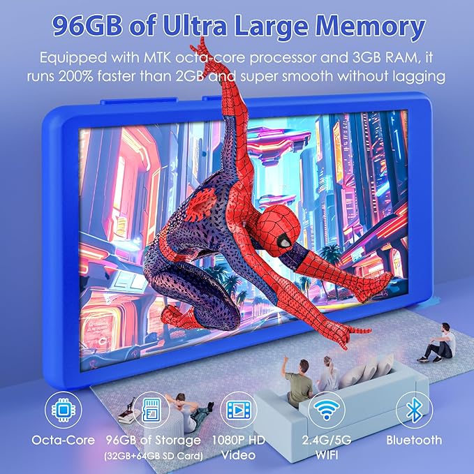 96GB MP3 Player with Bluetooth and WiFi, 4.1" Touch Screen, Silicone Protective case, Octa-core, MP4 Player for Spotify, Pandora, 96GB Storage Up to 1Tb, Android Music Player for Parental Control, FM-StrideForce Fitness