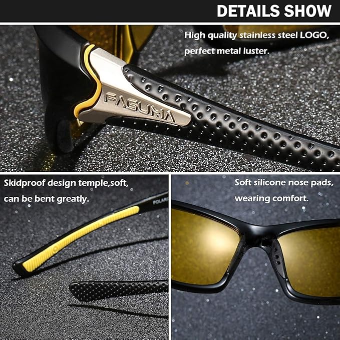 FAGUMA Sports Polarized Sunglasses For Men Cycling Driving Fishing UV400 Protection-StrideForce Fitness