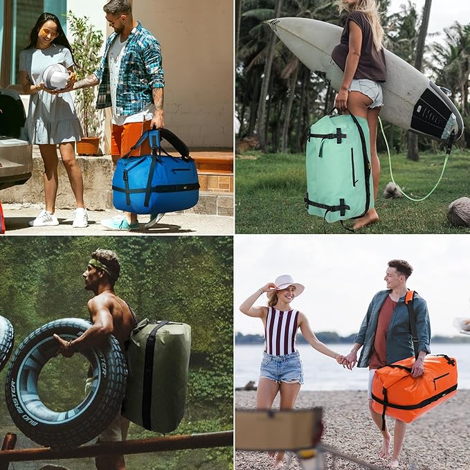 MIER Large Waterproof Duffel Bag Rolltop Dry Backpack Duffle Bags for Kayaking, Rafting, Boating, Swimming, Camping, Travel, Gym, Beach, 60L/80L-StrideForce Fitness