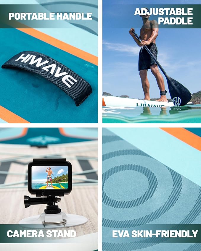 Inflatable Paddle Board 11 '* 34 "* 6" Extra Wide Sup Board, 420lb Capacity Paddle Board for Adults, Suitable for Sea and Lakes, 2+1Family Board-StrideForce Fitness