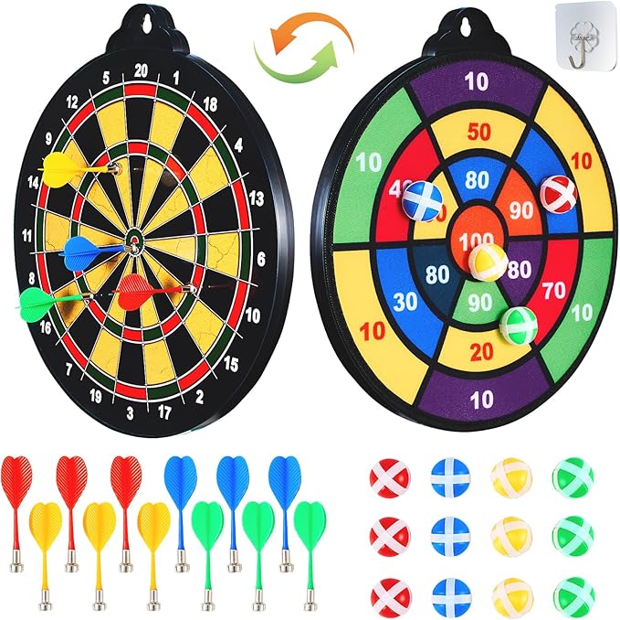 Magnetic Dart Board for Kids-12Magnetic Dart/Sticky Balls Or 2 Toy Gun+40 Foam Dart.Indoor/Outdoor Kids Games and Party Games,Christmas Birthday Gifts Toys for 3-12 Year Old Boys-StrideForce Fitness