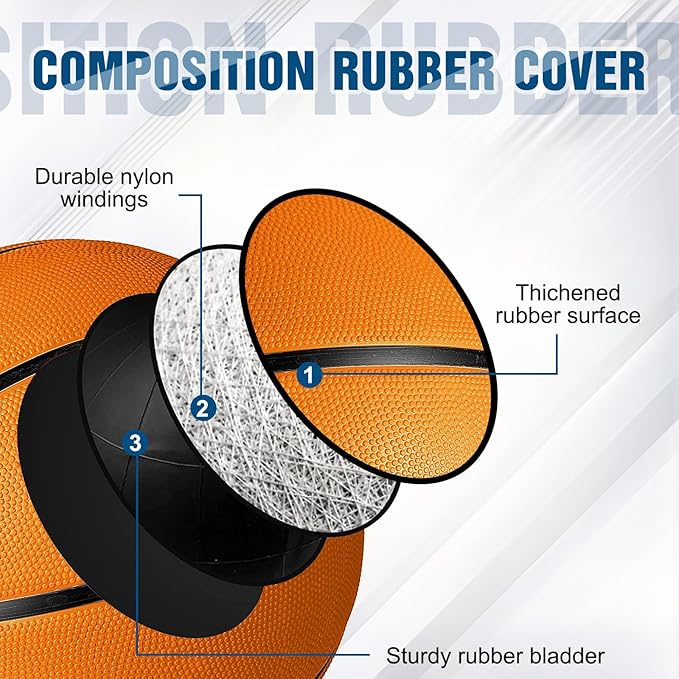 HyDren 12 Pcs Basketballs Bulk with Pump Donation Supplies Size 5/6/7 Deflated Basketball for Outside Sport Operation Machine Stitched Ball-StrideForce Fitness