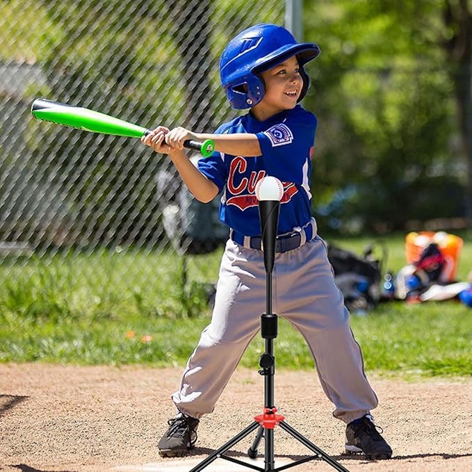 FDLS Baseball Batting tee for Adults and Youth Teens, Portable Tripod Stand Base Tee Easy Adjustable Height 27 to 46 inches for Hitting Training Practice, with Carrying Bag-StrideForce Fitness