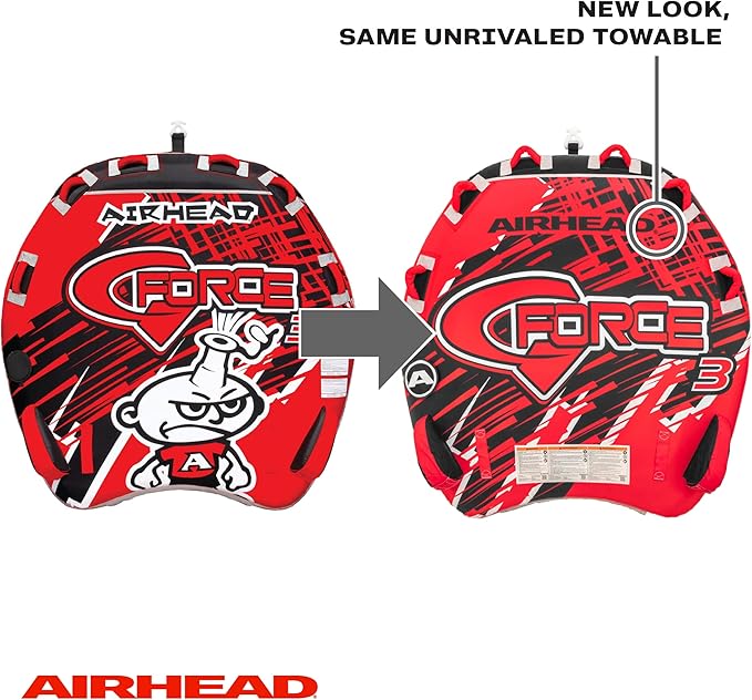 Airhead G-Force Inflatable Towable Tube | 2-4 Rider Models | Dual Tow Points | Full Nylon Cover | Kwik-Connect | Patented Speed Valve | Boat Tubes and Towables-StrideForce Fitness