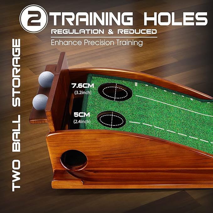 Golf Putting Mat with Ball Return, Indoor Putting Green Training Equipment for Home Office, Mini Golf Practice Aid, Portable Golf Training Mat for Men & Women-StrideForce Fitness