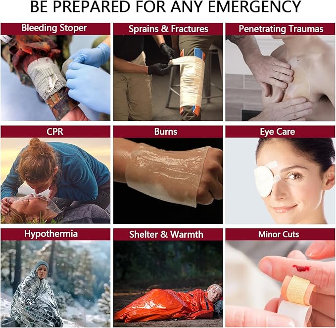 Advanced Comprehensive First Aid Kit with Well Organized Labelled Compartments Removable MOLLE System First Aid Trauma Kits for Car, Home,Camping, Office and etc.-401 Piece-StrideForce Fitness