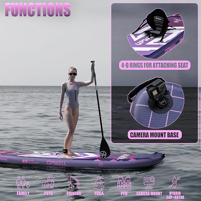 UPWELL 11'6"×35" Extra Wide Inflatable Paddle Board, Stand Up Paddle Board for Youth & Adults, Stable Design, Premium SUP Accessories, 120L Backpack, 10L Dry Bag, Paddle, Leash, Hand Pump, US Fins-StrideForce Fitness