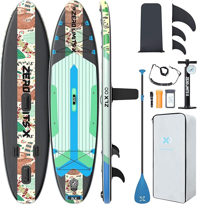 ZLX Inflatable Stand Up Paddle Board, 10'6" SUP Non-Slip Stable Deck Pad, Unique Center Fin, Premium Accessories, Portable Paddleboard for Adults, Beginners, All Skill Levels-StrideForce Fitness